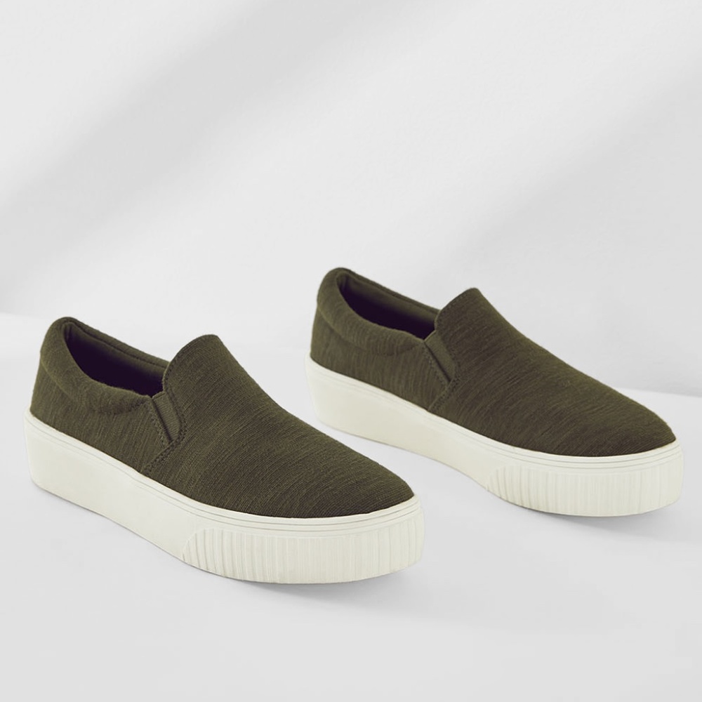 Fabletics Pier Platform Slip On Sneakers Olive Green size 10